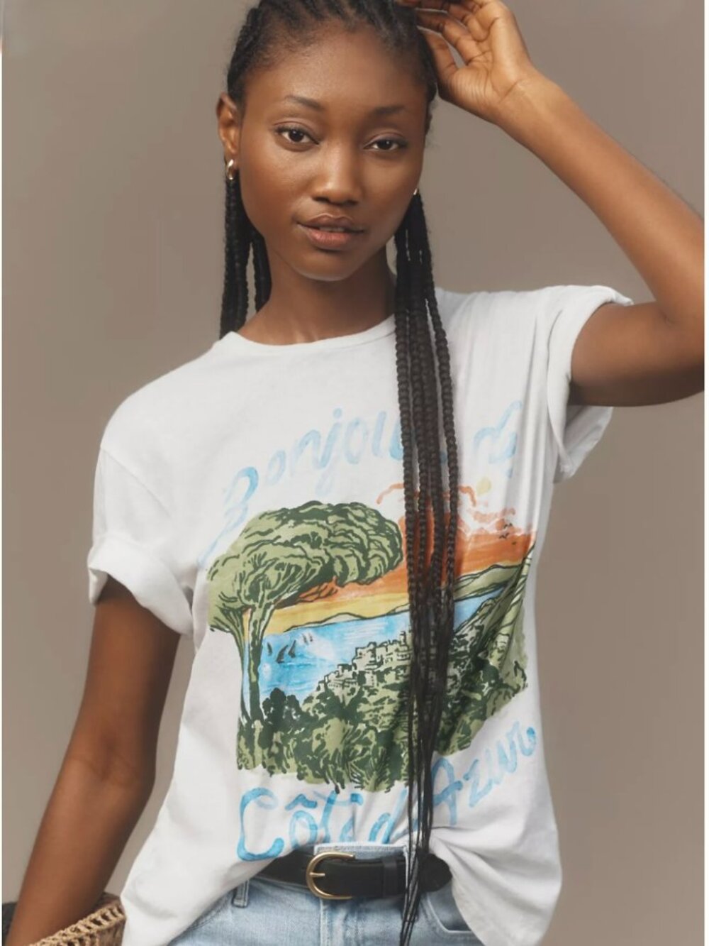 MOTHER Women's The Rowdy Bonjour Tee in White Size M
